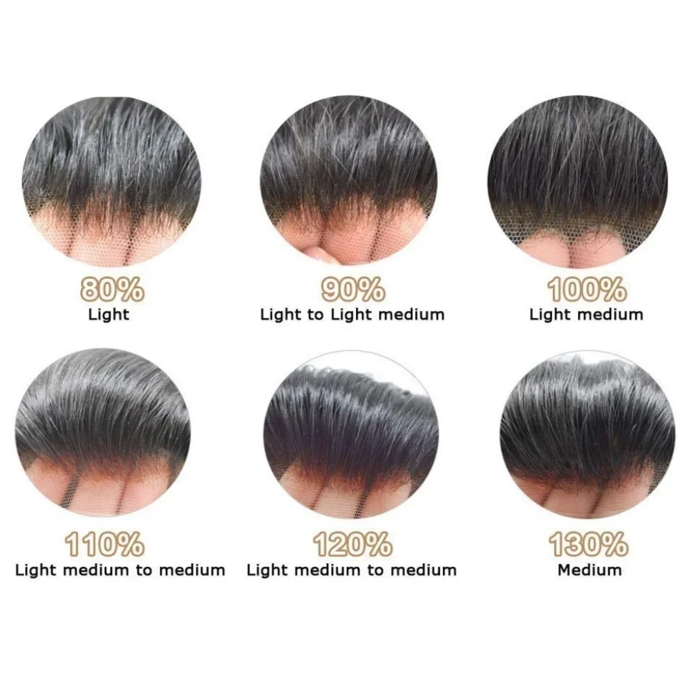 6x9 Off Black #1B Mens Toupee Thin Skin PU & French Lace 120% Density It#ND